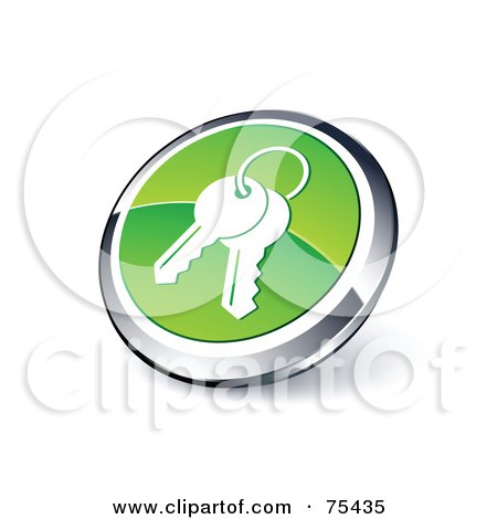 Royalty-Free (RF) Clipart Illustration Of A Round Green And Chrome 3d Keys Web Site Button by beboy