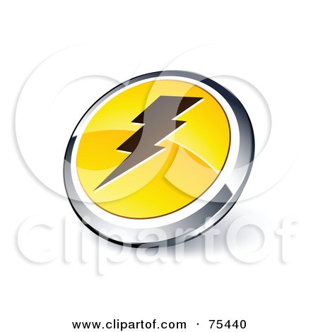 Royalty-Free (RF) Clipart Illustration Of A Round Yellow And Chrome 3d Bolt Web Site Button by beboy