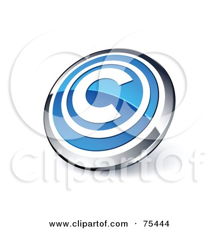 Royalty-Free (RF) Clipart Illustration Of A Round Blue And Chrome 3d Copyright Web Site Button by beboy