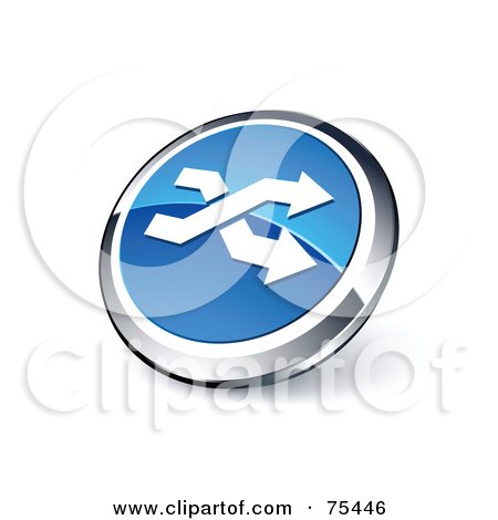 Royalty-Free (RF) Clipart Illustration Of A Round Blue And Chrome 3d Double Arrow Web Site Button by beboy