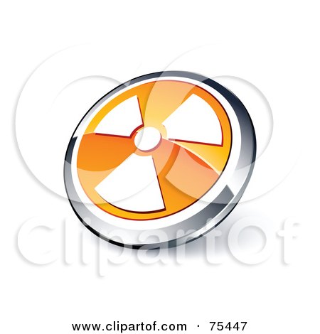 Royalty-Free (RF) Clipart Illustration Of A Round Orange And Chrome 3d Radioactive Web Site Button by beboy