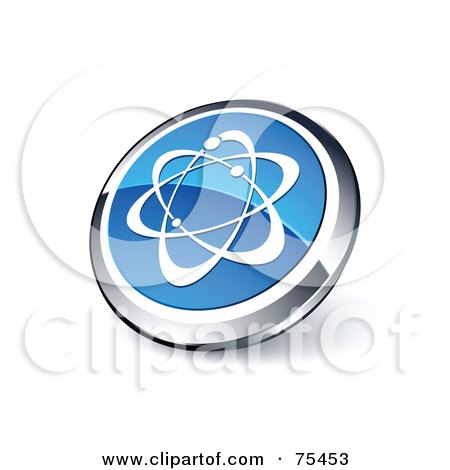 Royalty-Free (RF) Clipart Illustration Of A Round Blue And Chrome 3d Atoms Web Site Button by beboy