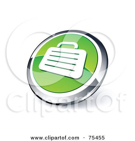 Royalty-Free (RF) Clipart Illustration Of A Round Green And Chrome 3d Suitcase Web Site Button by beboy