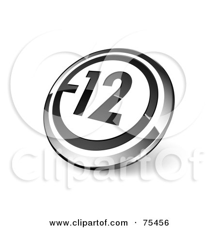 Royalty-Free (RF) Clipart Illustration Of A Round Black, White And Chrome 3d 12 Web Site Button by beboy
