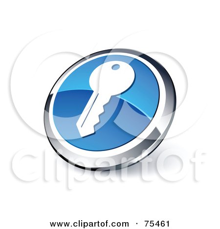 Royalty-Free (RF) Clipart Illustration Of A Round Blue And Chrome 3d Key Web Site Button by beboy