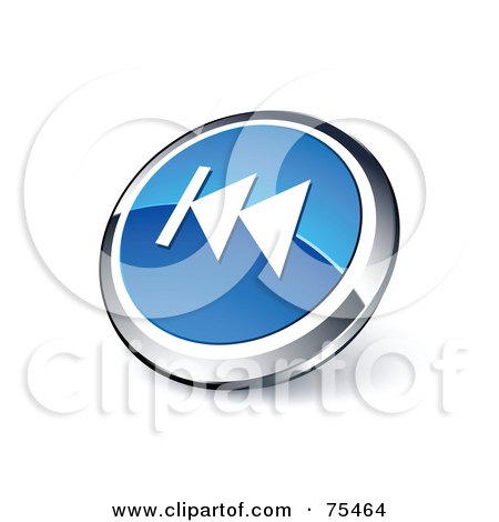 Royalty-Free (RF) Clipart Illustration Of A Round Blue And Chrome 3d Fast Rewind Web Site Button by beboy