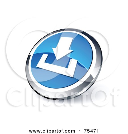 Royalty-Free (RF) Clipart Illustration Of A Round Blue And Chrome 3d Download Web Site Button by beboy