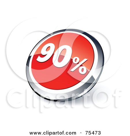 Royalty-Free (RF) Clipart Illustration Of A Round Red And Chrome 3d Ninety Percent Web Site Button by beboy