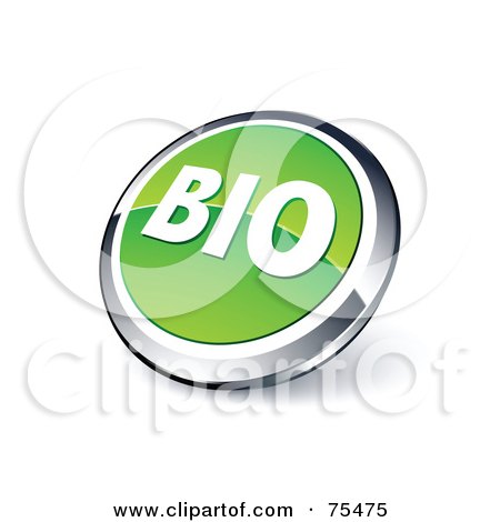 Royalty-Free (RF) Clipart Illustration Of A Round Green And Chrome 3d BIO Web Site Button by beboy