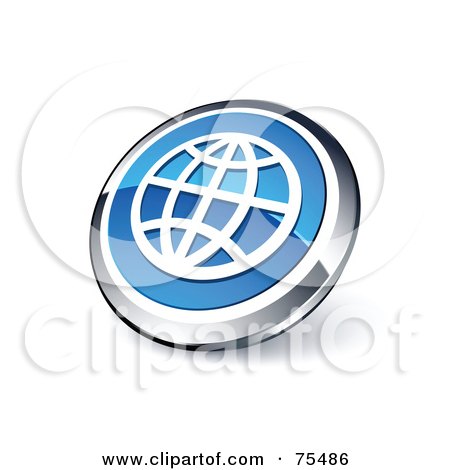Royalty-Free (RF) Clipart Illustration Of A Round Blue And Chrome 3d Wire Globe Web Site Button by beboy