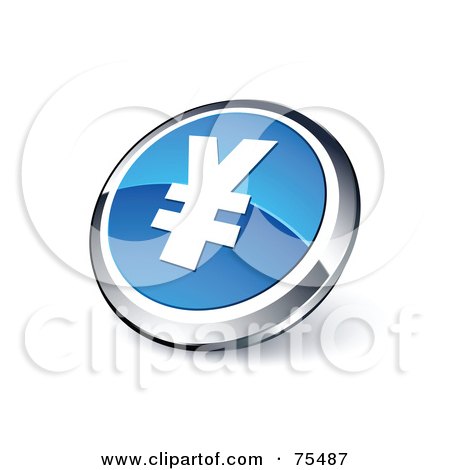 Royalty-Free (RF) Clipart Illustration Of A Round Blue And Chrome 3d Yen Web Site Button by beboy