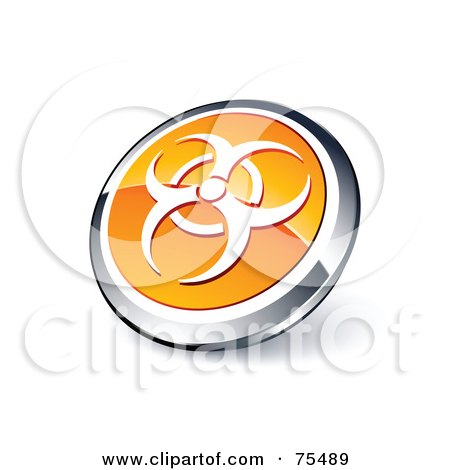 Royalty-Free (RF) Clipart Illustration Of A Round Orange And Chrome 3d Bio Hazard Web Site Button by beboy