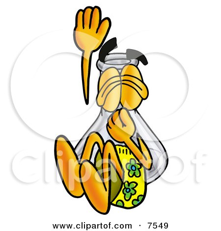 Clipart Picture of an Erlenmeyer Conical Laboratory Flask Beaker Mascot Cartoon Character Plugging His Nose While Jumping Into Water by Mascot Junction