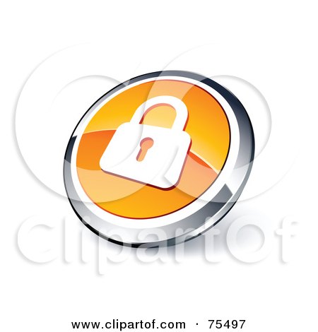Royalty-Free (RF) Clipart Illustration Of A Round Orange And Chrome 3d Padlock Web Site Button by beboy