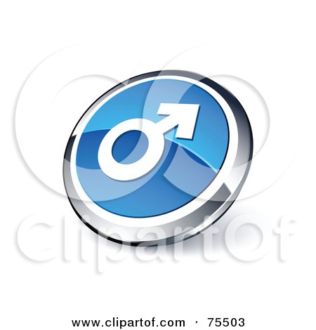 Royalty-Free (RF) Clipart Illustration Of A Round Blue And Chrome 3d Male Gender Web Site Button by beboy