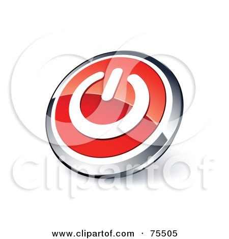 Royalty-Free (RF) Clipart Illustration Of A Round Red And Chrome 3d Power Web Site Button by beboy