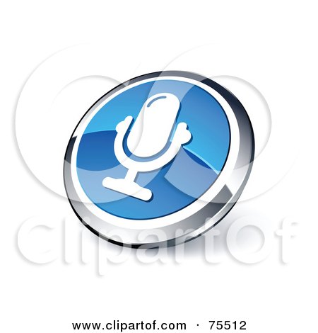 Royalty-Free (RF) Clipart Illustration Of A Round Blue And Chrome 3d Microphone Web Site Button by beboy