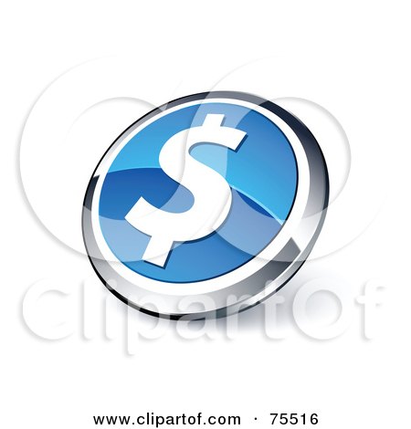 Royalty-Free (RF) Clipart Illustration Of A Round Blue And Chrome 3d Dollar Web Site Button by beboy