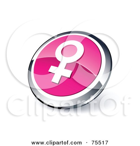 Royalty-Free (RF) Clipart Illustration Of A Round Pink And Chrome 3d Female Web Site Button by beboy