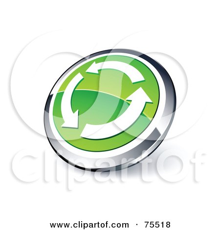 Royalty-Free (RF) Clipart Illustration Of A Round Green And Chrome 3d Triple Arrow Web Site Button by beboy