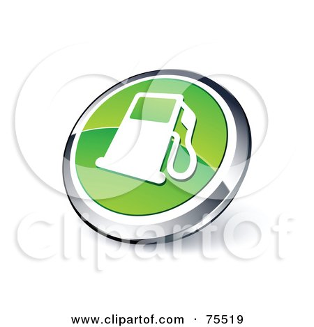 Royalty-Free (RF) Clipart Illustration Of A Round Green And Chrome 3d Gas Pump Web Site Button by beboy
