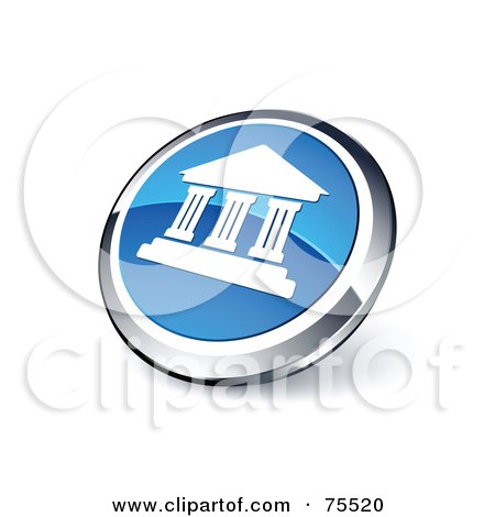 Royalty-Free (RF) Clipart Illustration Of A Round Blue And Chrome 3d Capitol Building Web Site Button by beboy