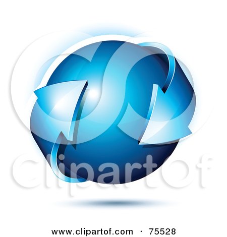 Royalty-Free (RF) Clipart Illustration of a 3d Blue Double Ended Arrow Around A Blue Sphere by beboy