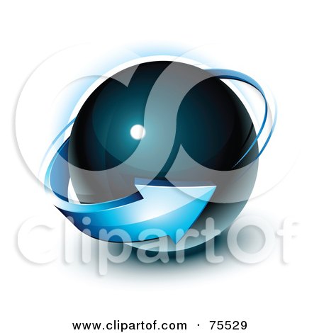 Royalty-Free (RF) Clipart Illustration of a 3d Blue Arrow Around A Blue Sphere by beboy