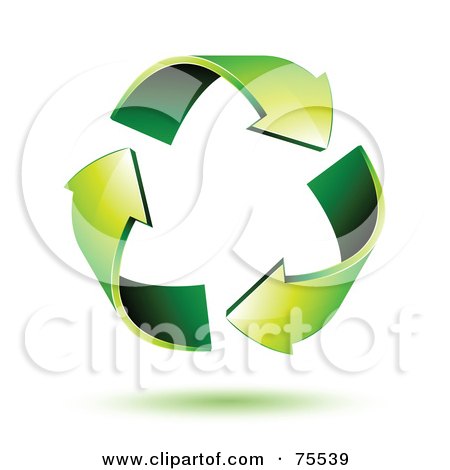 Royalty-Free (RF) Clipart Illustration of Three 3d Arched Green Recycle Arrows by beboy