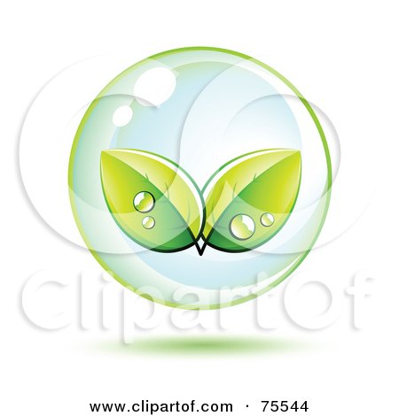 Royalty-Free (RF) Clipart Illustration of Dewy Leaves in a Bubble by beboy