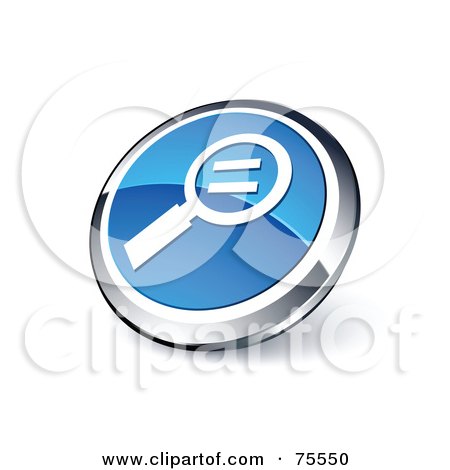 Royalty-Free (RF) Clipart Illustration Of A Round Blue And Chrome 3d Actual Size Zoom Web Site Button by beboy