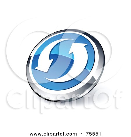 Royalty-Free (RF) Clipart Illustration Of A Round Blue And Chrome 3d Refresh Arrow Web Site Button by beboy