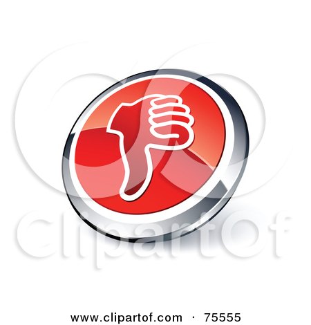 Royalty-Free (RF) Clipart Illustration Of A Round Red And Chrome 3d Thumbs Down Web Site Button by beboy
