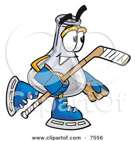 Clipart Picture of an Erlenmeyer Conical Laboratory Flask Beaker Mascot Cartoon Character Playing Ice Hockey by Mascot Junction