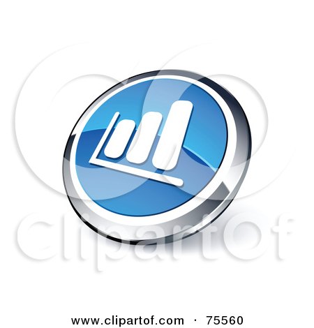 Royalty-Free (RF) Clipart Illustration Of A Round Blue And Chrome 3d Bar Graph Web Site Button by beboy