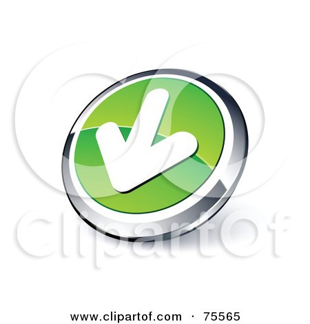 Royalty-Free (RF) Clipart Illustration Of A Round Green And Chrome 3d Down Arrow Web Site Button by beboy