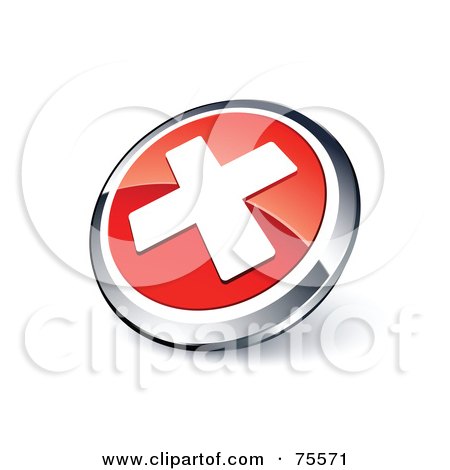 Royalty-Free (RF) Clipart Illustration Of A Round Red And Chrome 3d X Web Site Button by beboy