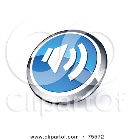 Royalty-Free (RF) Clipart Illustration Of A Round Blue And Chrome 3d Sound Web Site Button by beboy