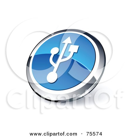 Royalty-Free (RF) Clipart Illustration Of A Round Blue And Chrome 3d USB Web Site Button by beboy