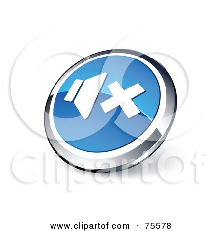 Royalty-Free (RF) Clipart Illustration Of A Round Blue And Chrome 3d Sound Off Web Site Button by beboy