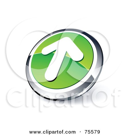 Royalty-Free (RF) Clipart Illustration Of A Round Green And Chrome 3d Up Arrow Web Site Button by beboy