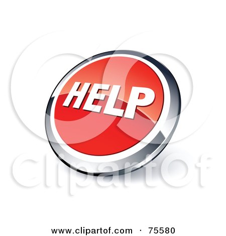 Royalty-Free (RF) Clipart Illustration Of A Round Red And Chrome 3d Help Web Site Button by beboy