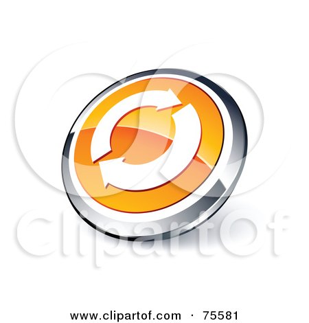 Royalty-Free (RF) Clipart Illustration Of A Round Orange And Chrome 3d Refresh Web Site Button by beboy
