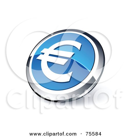 Royalty-Free (RF) Clipart Illustration Of A Round Blue And Chrome 3d Euro Web Site Button by beboy