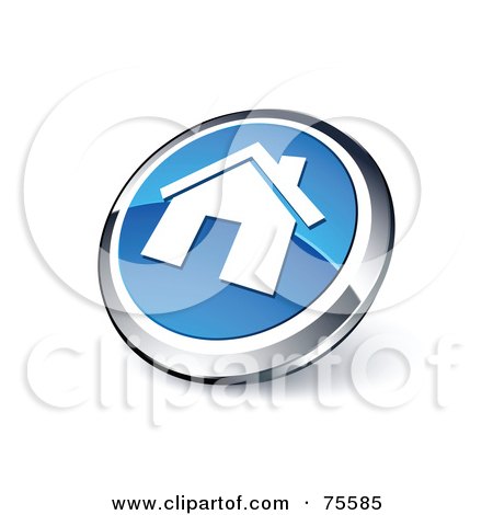 Royalty-Free (RF) Clipart Illustration Of A Round Blue And Chrome 3d Home Web Site Button by beboy