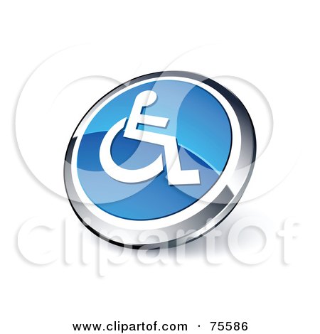 Royalty-Free (RF) Clipart Illustration Of A Round Blue And Chrome 3d Handicap Web Site Button by beboy