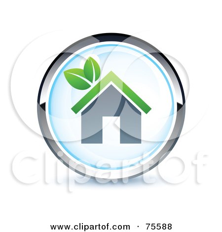 Royalty-Free (RF) Clipart Illustration of a Blue And Chrome Home Web Site Button by beboy