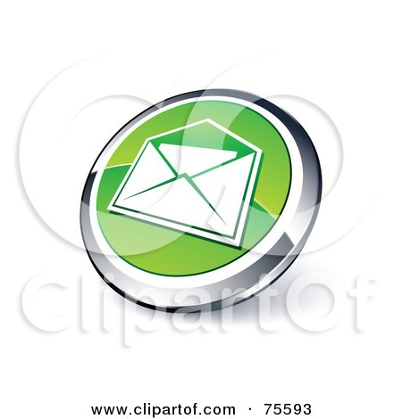 Royalty-Free (RF) Clipart Illustration Of A Round Green And Chrome 3d Envelope Web Site Button by beboy