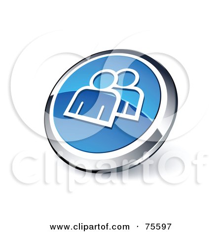 Royalty-Free (RF) Clipart Illustration Of A Round Blue And Chrome 3d Messenger Friend Web Site Button by beboy