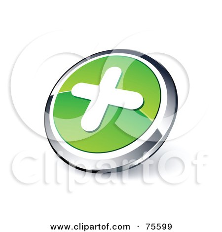 Royalty-Free (RF) Clipart Illustration Of A Round Green And Chrome 3d Plus Web Site Button by beboy